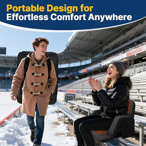 DEKEMASTER Heated Stadium Seats for Bleachers with Back Support Exclusive Sofa Style Design with Extra Thick Back and Cushion, Bleacher Chairs, 6 Reclining Positions for Sport Events Camping in Saudi Arabia