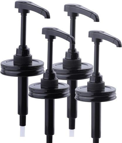 أغطية مضخة توزيع الشراب والصلصة من ماسون للفم العادي، مضخة كاتشب العسل، محكمة الغلق ومضادة للتسرب - 4 قطع (البرطمان غير متضمن) in Kuwait