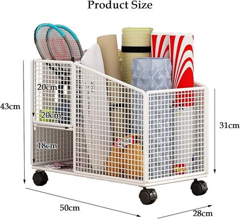 Yoga Mat and Tennis Racket Storage Rack Cart - Heavy-Duty Steel Organizer for Gym & Game Room - Multi-Sport Equipment Holder for Yoga, Badminton, and Tennis in Saudi Arabia