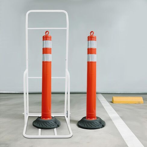 Traffic Cone Cart, White Traffic Cones Holder with Wheels, Iron Traffic Cone Cart for Construction, Parking Lots, Schools, Car Driving Training in Kuwait