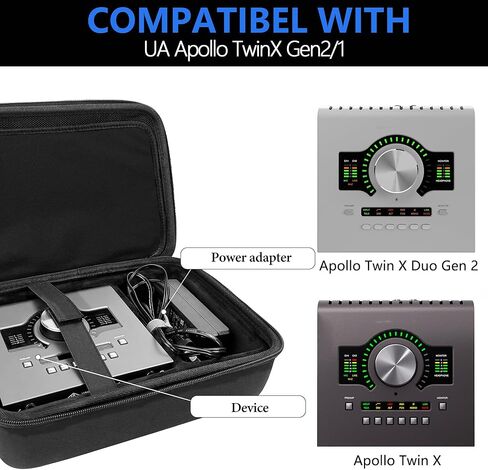 Audio Interface Carrying Case Compatible with Apollo Twin X DUO Gen 2/QUAD Gen 2, Equipped with Comfort Handle and Adjustable Shoulder Strap, Suitable for Traveling(Black) in Saudi Arabia