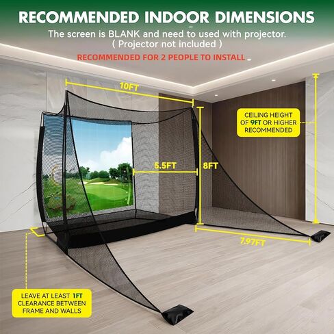 10x8FT Golf Practice Net with 2 Net Side Barriers Outdoor Indoor Golfs Hitting Net with HD Impact Screen Kit for Backyard Home Easy Set up Golf Training for Garage in Kuwait