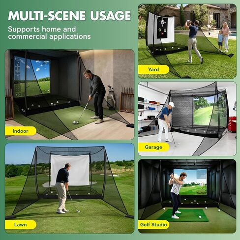 10x8FT Golf Practice Net with 2 Net Side Barriers Outdoor Indoor Golfs Hitting Net with HD Impact Screen Kit for Backyard Home Easy Set up Golf Training for Garage in Kuwait