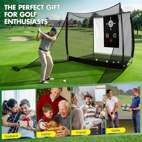 10x8FT Golf Practice Net with 2 Net Side Barriers Outdoor Indoor Golfs Hitting Net with HD Impact Screen Kit for Backyard Home Easy Set up Golf Training for Garage in Kuwait