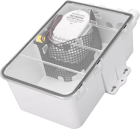 Aramox Shower Sump Pump Box, Plastic, Automatic Marine Drain System, 600GPH Flow Rate for RVs and Boats in Kuwait