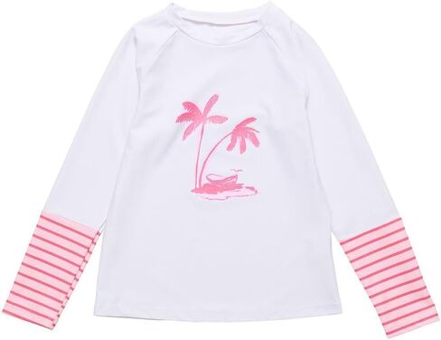 Snapper Rock Girls Palm Island Sustainable Rash Top, 14, White in Kuwait