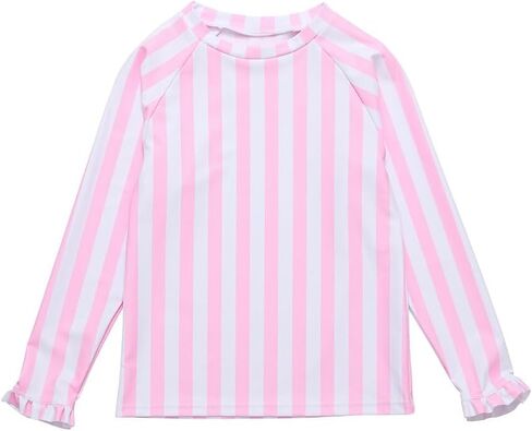 Snapper Rock Girls Stripe Rash Top, 10, Pink in Kuwait