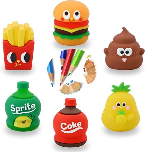 6 PCS Cute Pencil Sharpeners for Kids, Handheld Pencil Sharpener Small, Fun Colored Pencil Sharpener for Kids Party Favors, Kawaii Stationary Gifts Mini School Office Supplies (Style 1) in Kuwait