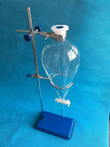 مجموعة قمع زجاجي منفصل سعة 2000 مل، مع محبس PTFE وأجهزة حامل حلقة حديدية in Kuwait