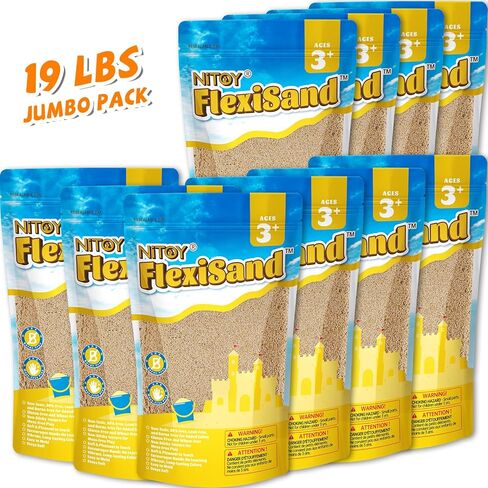 NiToy 11 lbs Moldable Sand, Never Dries Out Fun for 3 Years and Up Kids Bulk Refill for Sensory Sand Box Toys, Ideal for Shaping, Squeezing, Scooping and Rolling (Dark Yellow) in Kuwait