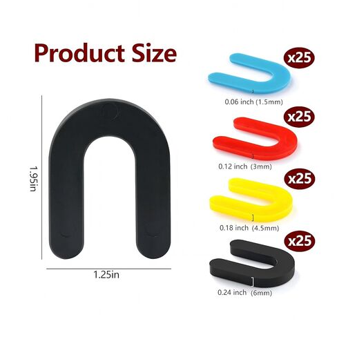 100pcs Tile Spacers, Plastic Shims for Leveling, Horseshoe Shims Spacers to Level Windows, Floors, Toilet, Indoor and Outdoor Use, 1/16, 1/8, 3/16, 1/4 inch in Kuwait