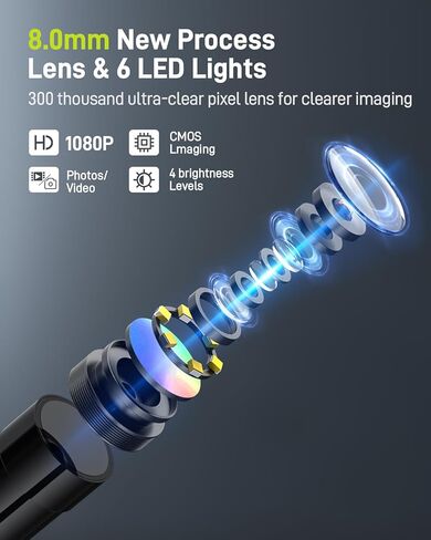 Borescope Inspection with Light, Industrial Endoscope Camera with 4.3" HD Screen, Waterproof Digital Snake Camera, Semi-Rigid Cable Bore Scope for Home Pipe, Engine, Inside Wall, Duct (11.5 FT) in Kuwait