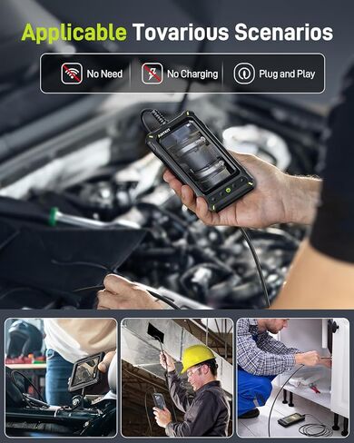 Borescope Inspection with Light, Industrial Endoscope Camera with 4.3" HD Screen, Waterproof Digital Snake Camera, Semi-Rigid Cable Bore Scope for Home Pipe, Engine, Inside Wall, Duct (11.5 FT) in Kuwait