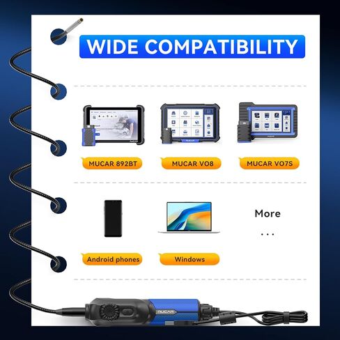 MUCAR E021 USB Endscope Borescope، 720P Borescope مع 6 مصابيح LED قابلة للتعديل، متوافق مع أجهزة الكمبيوتر الشخصية والماسحات الضوئية MUCAR in Kuwait