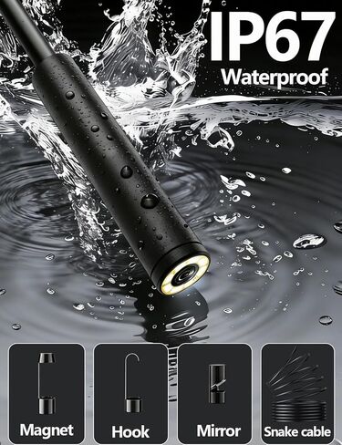 1920P HD Borescope Inspection Camera with 8 Adjustable LED Lights, 16.4FT Semi-Rigid Snake Cable, IP67 Waterproof, Fiber Optic Scope Compatible with iPhone, iPad, Samsung & Android/iOS Devices（5.5mm） in Kuwait