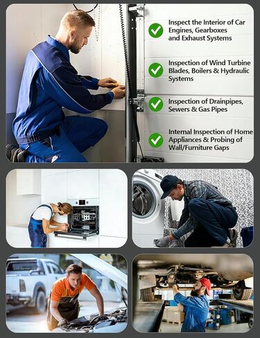 1920P HD Borescope Inspection Camera with 8 Adjustable LED Lights, 16.4FT Semi-Rigid Snake Cable, IP67 Waterproof, Fiber Optic Scope Compatible with iPhone, iPad, Samsung & Android/iOS Devices（5.5mm） in Kuwait