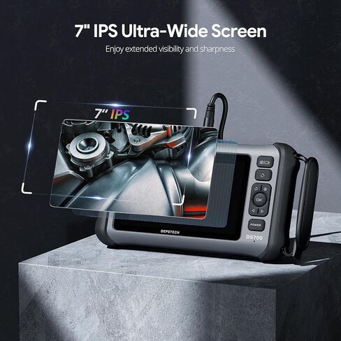 DEPSTECH DS700SE Triple Lens Endoscope Camera with Lights: 7'' IPS Screen and 16.5FT Flexible Cable Inspection Snake Camera, Industrial Borescope with Video and Sound Recording for Auto, Sewer, Pipe in Kuwait