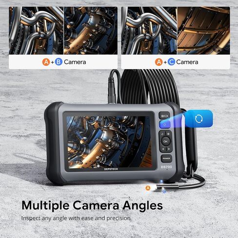 DEPSTECH DS700SE Triple Lens Endoscope Camera with Lights: 7'' IPS Screen and 16.5FT Flexible Cable Inspection Snake Camera, Industrial Borescope with Video and Sound Recording for Auto, Sewer, Pipe in Kuwait