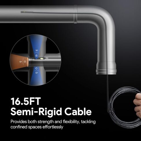 DEPSTECH DS700SE Triple Lens Endoscope Camera with Lights: 7'' IPS Screen and 16.5FT Flexible Cable Inspection Snake Camera, Industrial Borescope with Video and Sound Recording for Auto, Sewer, Pipe in Kuwait