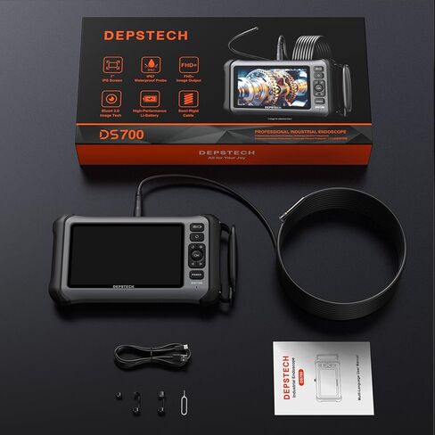 DEPSTECH DS700SE Triple Lens Endoscope Camera with Lights: 7'' IPS Screen and 16.5FT Flexible Cable Inspection Snake Camera, Industrial Borescope with Video and Sound Recording for Auto, Sewer, Pipe in Kuwait