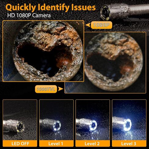 Sewer Camera 100FT/30M Pipe Inspection Borescope Endoscope Camera with Light 6 LEDs 5" IPS Screen 17MM Plumbing Snake 5000 Mah Battery,1080P High-Definition Industrial Sewer Camera in Saudi Arabia