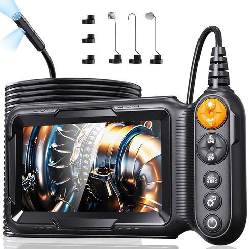 Borecope with Light 5M, 5in Dual Lens Endoscope Camera with Light, Digital Inspection Camera, 7.9mm IP67 Waterproof Endoscope, 5M/16.4FT Semi-Rigid for Car Wall Plumbing-6PCS ACCS in Kuwait