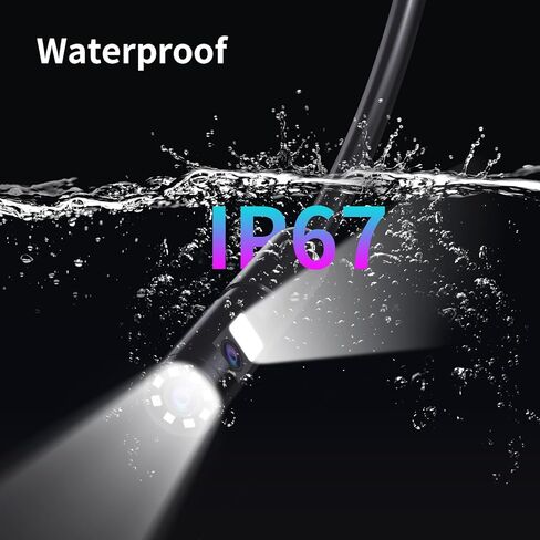 Borecope with Light 5M, 5in Dual Lens Endoscope Camera with Light, Digital Inspection Camera, 7.9mm IP67 Waterproof Endoscope, 5M/16.4FT Semi-Rigid for Car Wall Plumbing-6PCS ACCS in Kuwait