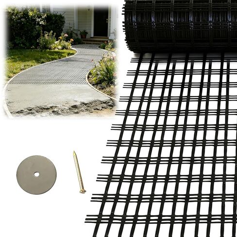 Fiberglass Geogrid Roll, 4ft x 328ft Universal Gravel Grid for Driveway Soil Stabilization, 50KN Tensile Strength Geo Grid for Road Repair,Retaining Wall and Crack Control in Kuwait
