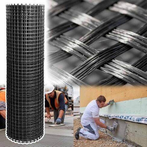 Universal Retaining Wall Geogrid Roll, Fiberglass Geogrid, Gravel Driveway Stabilization Geo Grid, 50KN Tensile Strength for Retaining Walls, Slope Reinforcement, Pavement Crack (4FT x 66FT) in Kuwait