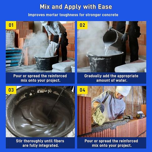8.8 LB Fiberglass for Concrete, Chopped Fiberglass Strand with 3/4" Length for Cement Plaster Mortar Reinforcement, Anti-Crack Anti-Seepage Concretes Fiber Mix Additive for Wall Garden Floor Buliding in Saudi Arabia