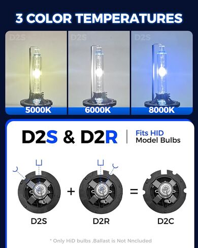 مصابيح Marsauto D2S HID، 85122 66240 66040 66240CBI (85122C1) لتجميع HID، لمبة إضاءة ضباب 6000K بيضاء باردة 35 وات، حزمة من 2 in Saudi Arabia