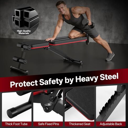 مقعد وزن قابل للتعديل من PASYOU بوزن 660 رطل، مقعد منحدر قابل للطي لصالة الألعاب الرياضية المنزلية، مقعد تمرين الدمبل لتمرين الجسم بالكامل، مقعد تمرين مسطح مدمج لتدريب القوة في المساحات الصغيرة in Kuwait