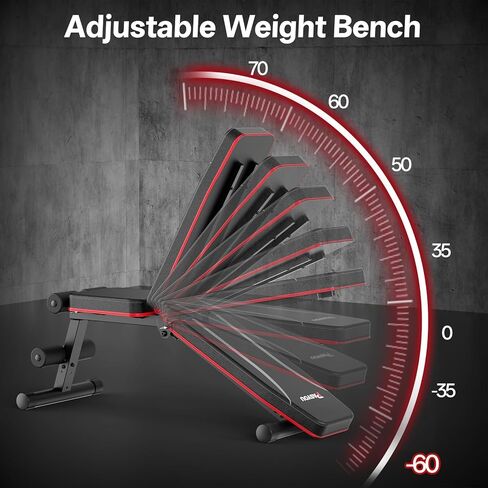مقعد وزن قابل للتعديل من PASYOU بوزن 660 رطل، مقعد منحدر قابل للطي لصالة الألعاب الرياضية المنزلية، مقعد تمرين الدمبل لتمرين الجسم بالكامل، مقعد تمرين مسطح مدمج لتدريب القوة في المساحات الصغيرة in Kuwait