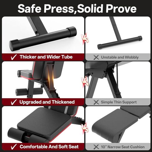 مقعد وزن قابل للتعديل من PASYOU بوزن 660 رطل، مقعد منحدر قابل للطي لصالة الألعاب الرياضية المنزلية، مقعد تمرين الدمبل لتمرين الجسم بالكامل، مقعد تمرين مسطح مدمج لتدريب القوة في المساحات الصغيرة in Kuwait