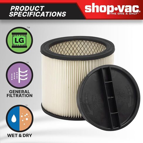 Shop-Vac 2-Pack مرشح خرطوشة مكنسة كهربائية كبيرة قابلة لإعادة الاستخدام للمتجر الرطب/الجاف in Saudi Arabia