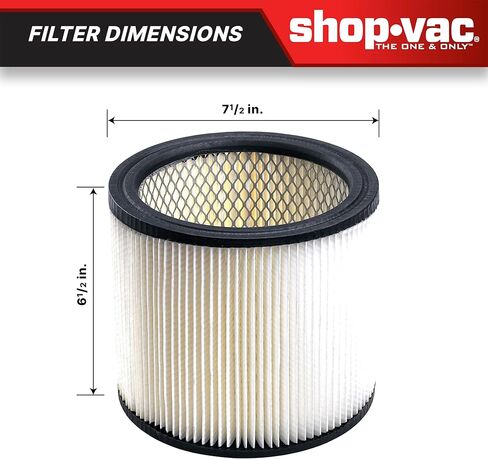 Shop-Vac 2-Pack مرشح خرطوشة مكنسة كهربائية كبيرة قابلة لإعادة الاستخدام للمتجر الرطب/الجاف in Saudi Arabia
