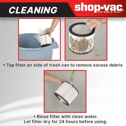 Shop-Vac 2-Pack مرشح خرطوشة مكنسة كهربائية كبيرة قابلة لإعادة الاستخدام للمتجر الرطب/الجاف in Saudi Arabia