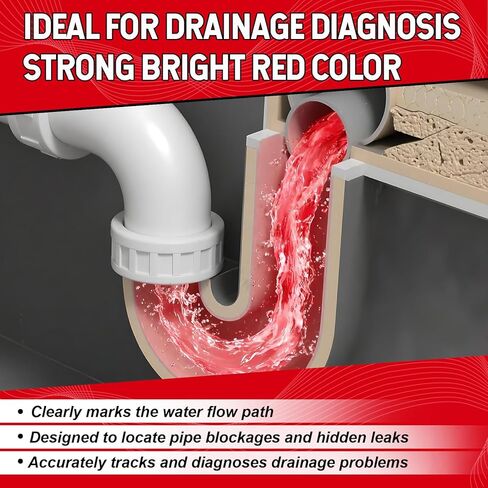 Water Tracing Dye, Oil Leak Dye Coolant Leak dyes Fast and Accurate High Concentration and Stability High-Contrast Visualization for Swimming Pool Spa Pipes Roof, 100ml Red in Kuwait