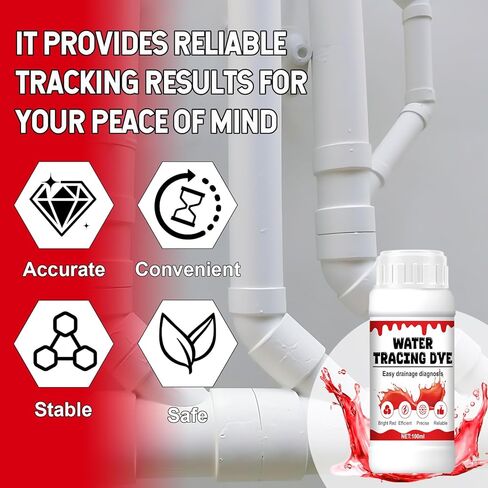 Water Tracing Dye, Oil Leak Dye Coolant Leak dyes Fast and Accurate High Concentration and Stability High-Contrast Visualization for Swimming Pool Spa Pipes Roof, 100ml Red in Kuwait