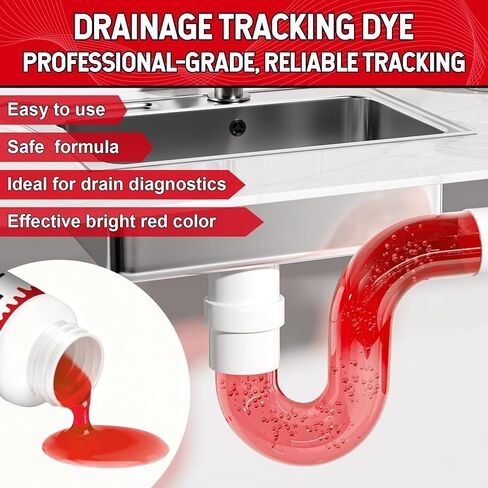Water Tracing Dye, Oil Leak Dye Coolant Leak dyes Fast and Accurate High Concentration and Stability High-Contrast Visualization for Swimming Pool Spa Pipes Roof, 100ml Red in Kuwait