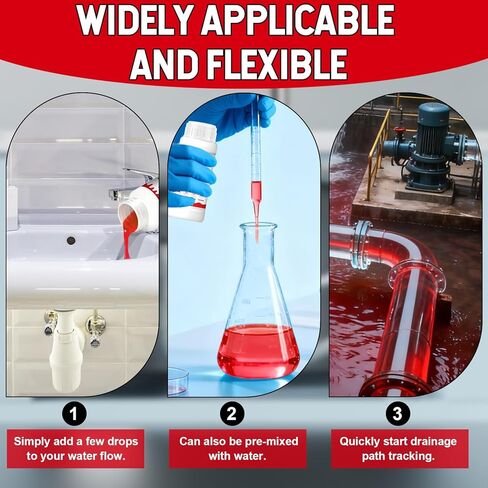 Water Tracing Dye, Oil Leak Dye Coolant Leak dyes Fast and Accurate High Concentration and Stability High-Contrast Visualization for Swimming Pool Spa Pipes Roof, 100ml Red in Kuwait