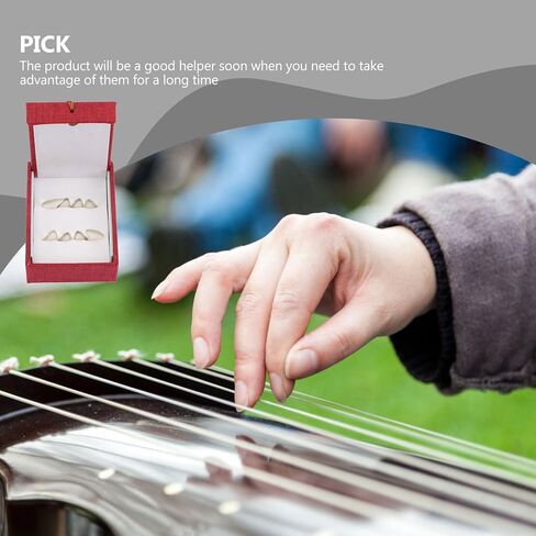BESTYASH Professional Guzheng Finger Picks Set, Large Crystal White Guzheng Playing Nails, Sturdy Fake Nail Covers for String Instrument Accessories in Kuwait