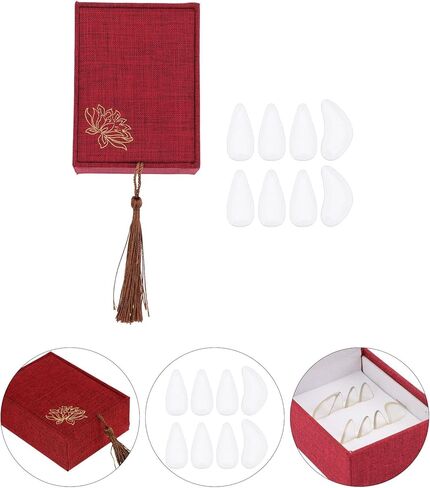 BESTYASH Professional Guzheng Finger Picks Set, Large Crystal White Guzheng Playing Nails, Sturdy Fake Nail Covers for String Instrument Accessories in Kuwait