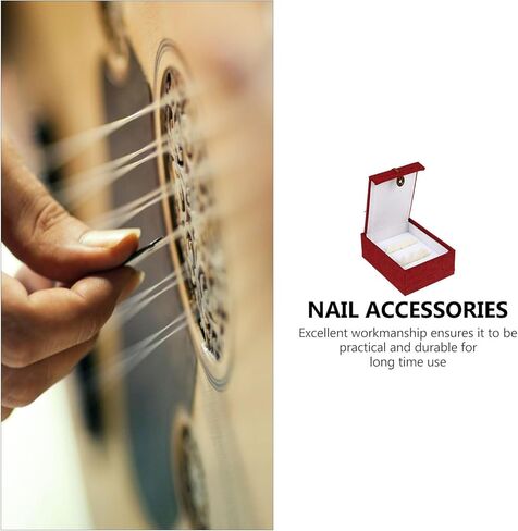 Guzheng Finger Protectors Set with Adhesive Tape, Small and Large Size Faux Nails for Adults, White Sheep Tallow Material, 8 Pieces with Storage Box, Fingertip Protection in Kuwait