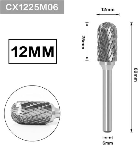 نتوءات سبيكة 6 مم رسم معدني من كربيد التنجستين أداة دوارة لحفر CNC أدوات كاشطة لطحن المعادن وتلميع 1 قطعة (CX1225M06) in Kuwait