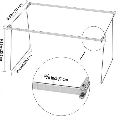 2 Packs Hanging File Folder Frame,Heavy Duty Steel Hanging File Organizer,File Cabinet Rails,Adjustable 11 to 17.4 Inches in Kuwait
