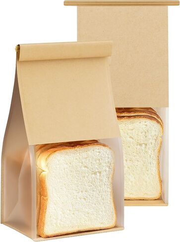 FireKylin Bakery Bags with Tin Tie Tab Lock 3.9"x3.1"x 8.2" Bread Bags for Homemade Bread Cookie Bags Good Choice Breads,Goodies,Baked,Goods and Cookie Packaging (50, Small) in Kuwait