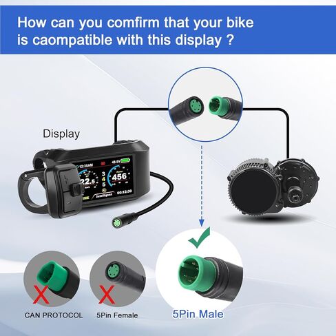 شاشة 5Pin أنثى Ebike LCD 750C مناسبة لمحرك Bafang BBS01B BBS02B، لـ G320 / G340، بروتوكول UART للاتصالات CAN-Bus، متوافق مع 24 فولت/36 فولت/48 فولت، كمبيوتر الدراجة in Saudi Arabia