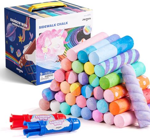 Jar Melo 38 PCS Sidewalk Chalk for Kids- Colored Sidewalk Chalk With Holder,Jumbo Washable & Non-Toxic Chalks-Outdoor Play and Chalkboard Art for Kids and Toddlers Easter Gifts in Kuwait