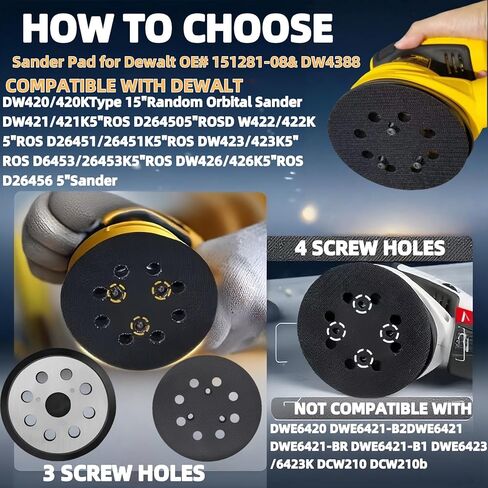 وسادات صنفرة بديلة لـ Dewalt، وسادات سنفرة مدارية بخطاف وحلقة مقاس 5 بوصات من أجل DeWalt DW420 DW421 DW422 DW423 DW426 D26451 ماكينة سنفرة مدارية عشوائية (عبوة واحدة) in Kuwait